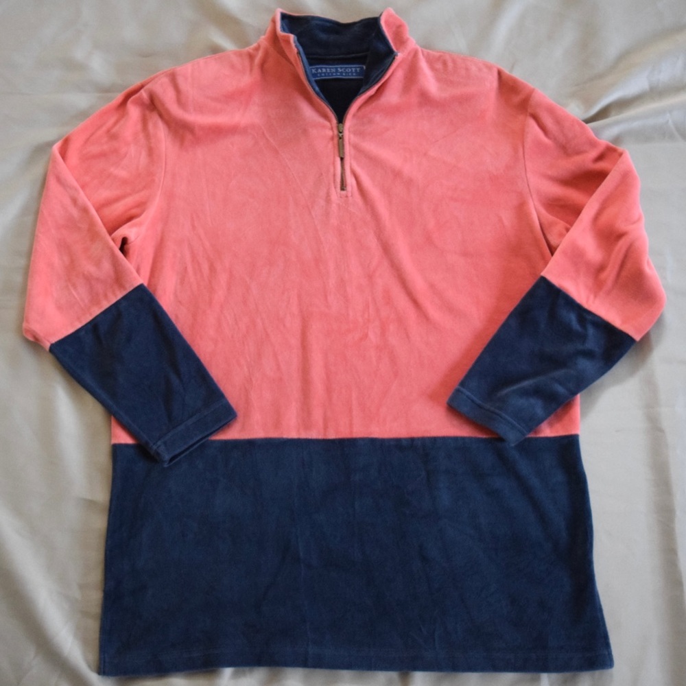 Karen Scott Vintage Velour Colorblock Sweater Pullover Tracksuit Jacket